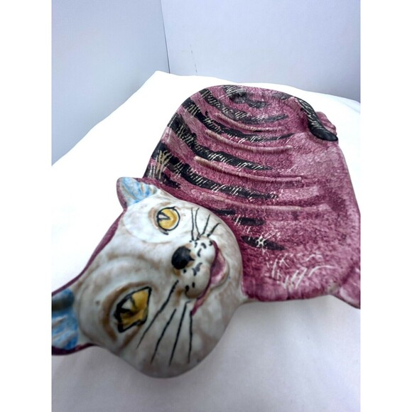 Hand‎ Painted Cat Soap Dish 7 1/2" Made in Italy GAR350G - Picture 5 of 7